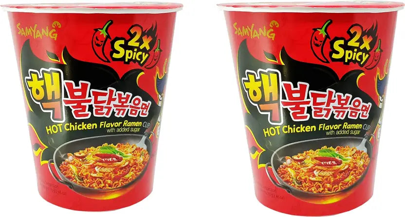 2X SPICY HOT CHICKEN BULDAK NOODLES CUPS (80GX30PCS)