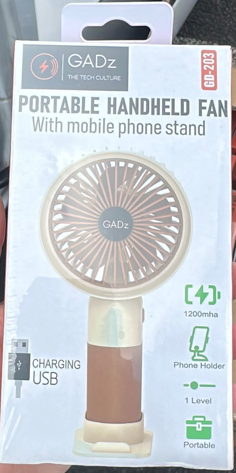 PORTABLE FAN WITH PHONE HOLDER STAND