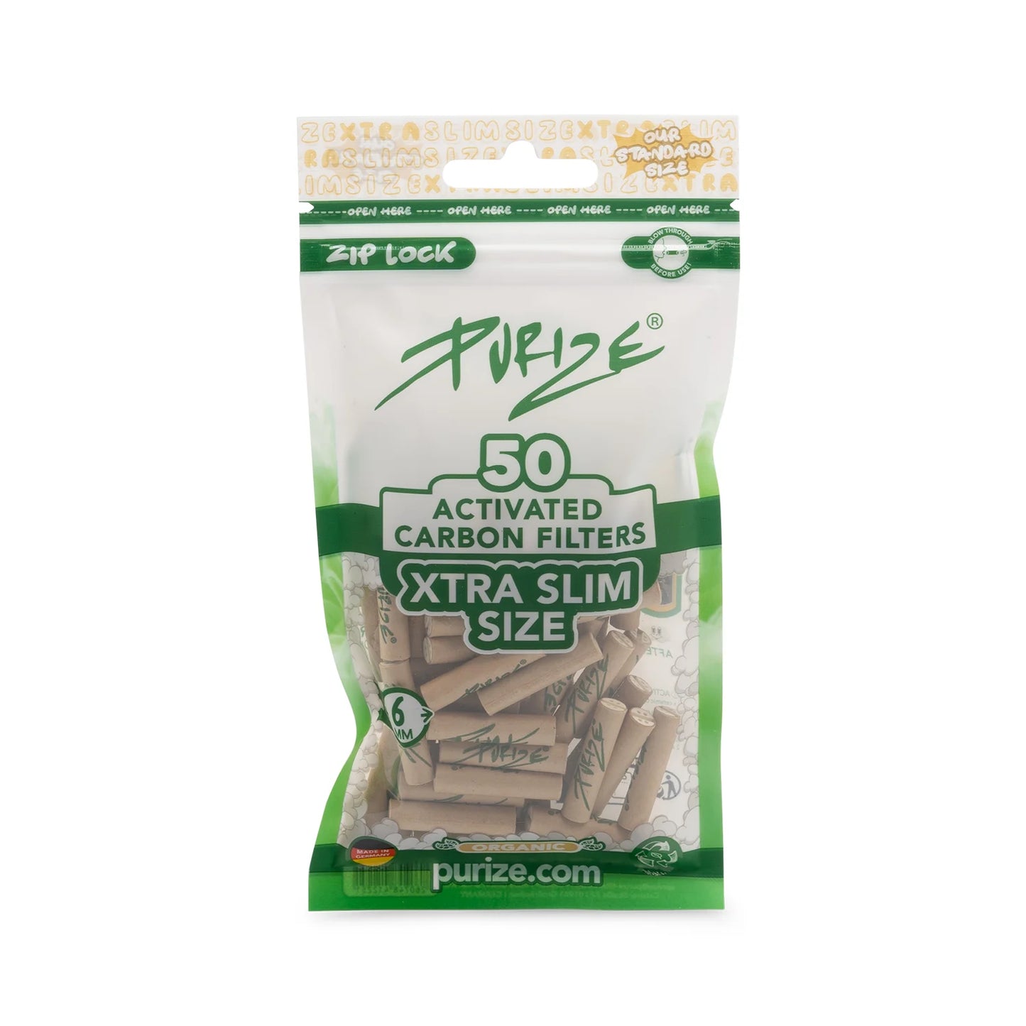 ORGANIC XTRASLIM CARBON FILTER 50 BAG 5.9mm - PURIZE