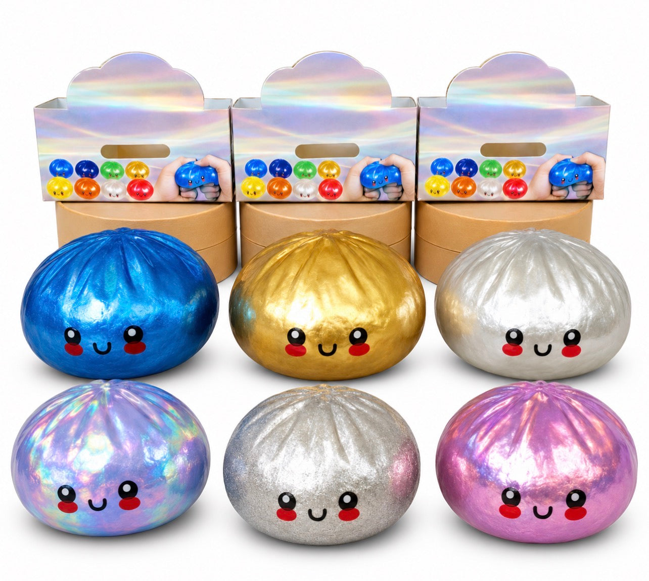METALIC SQUISHY BIG DUMPLINGS (12PK x 8.5cm)