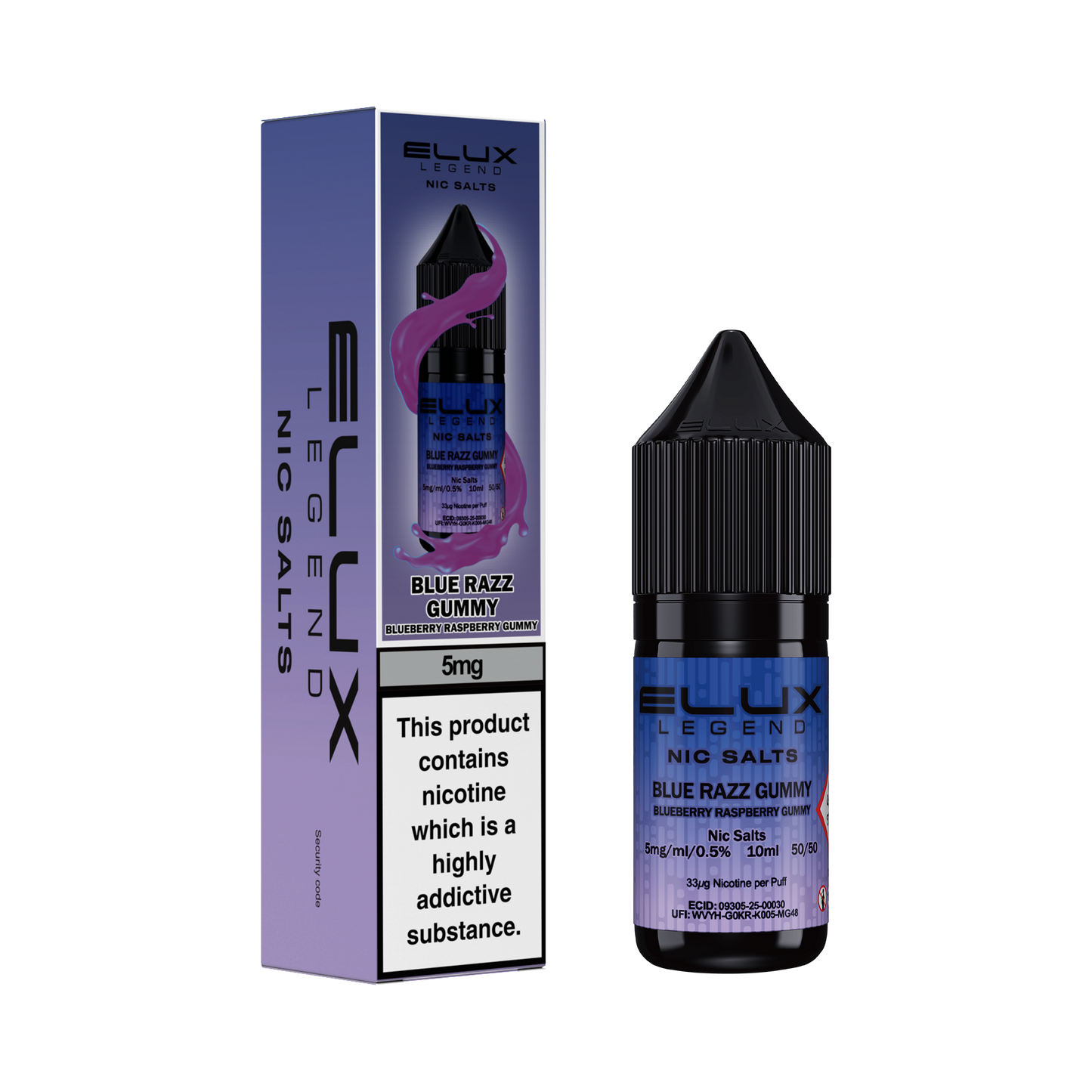 BLUE RAZZ GUMMY - ELUX NIC SALTS 5MG