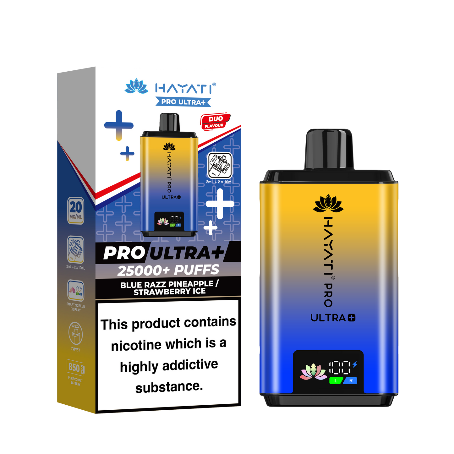 BLUE RAZZ PINEAPPLE / STRAWBERRY ICE NEW - HAYATI PRO ULTRA 25K