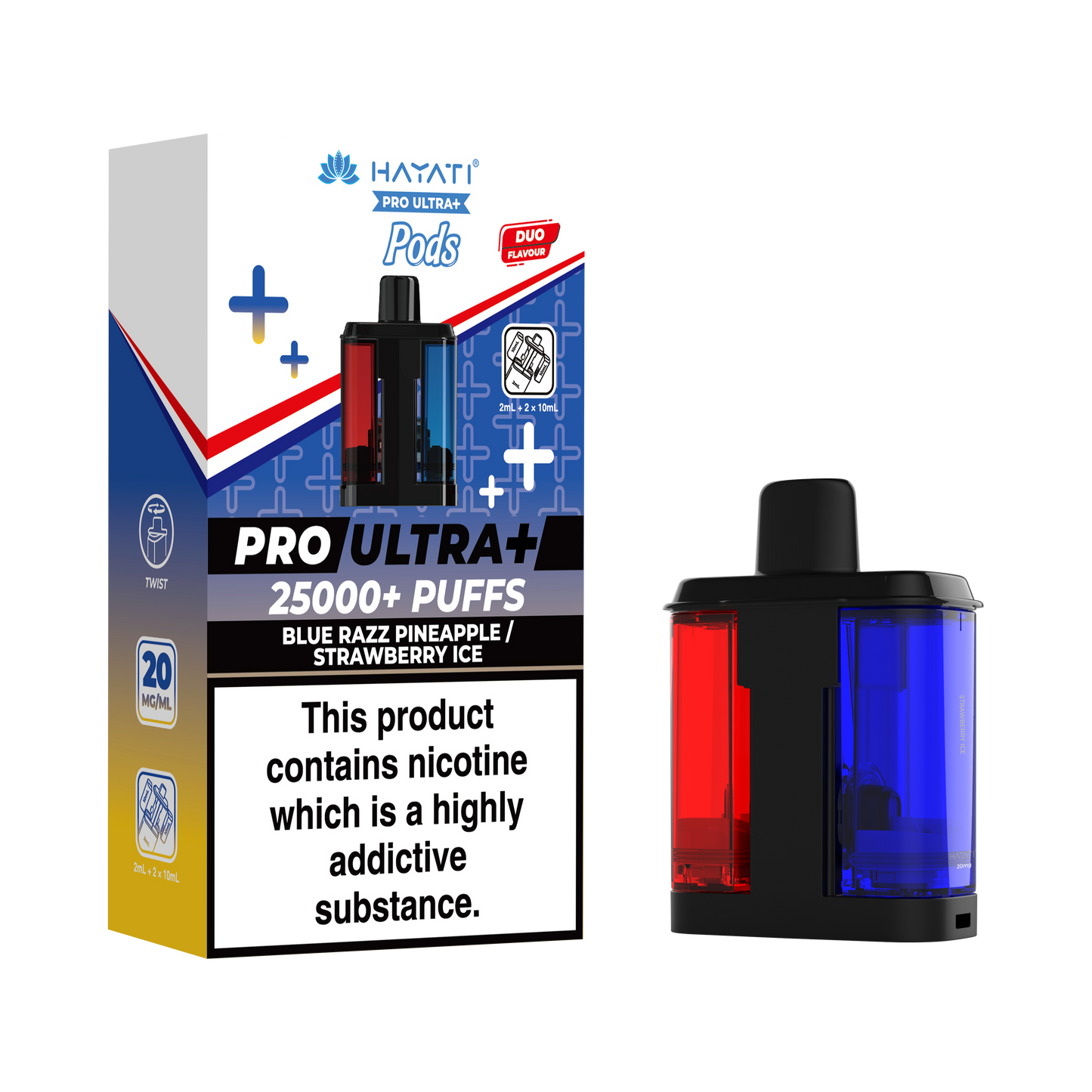 BLUE RAZZ PINEAPPLE/ STRAWBERRY ICE - HAYATI PRO ULTRA PODS 25K+