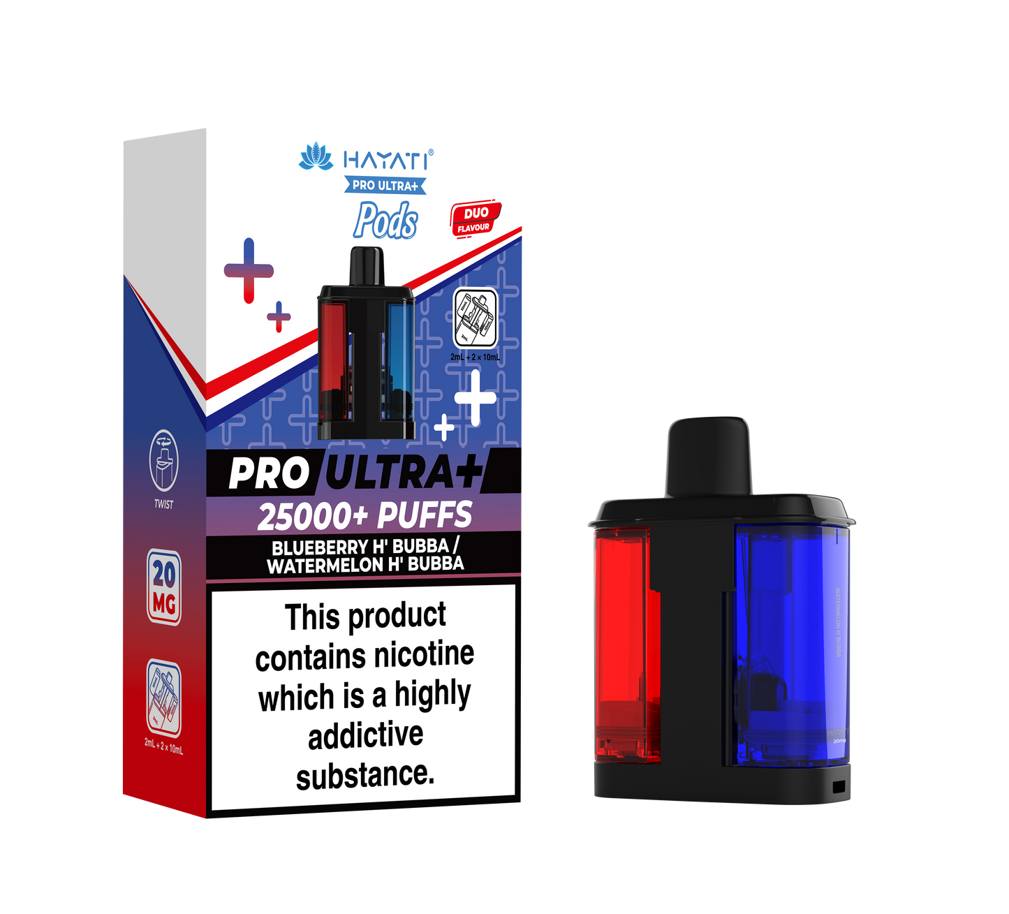 BLUEBERRY H'BUBBA/WATERMELON H'BUBBA - HAYATI PRO ULTRA PODS 25K+