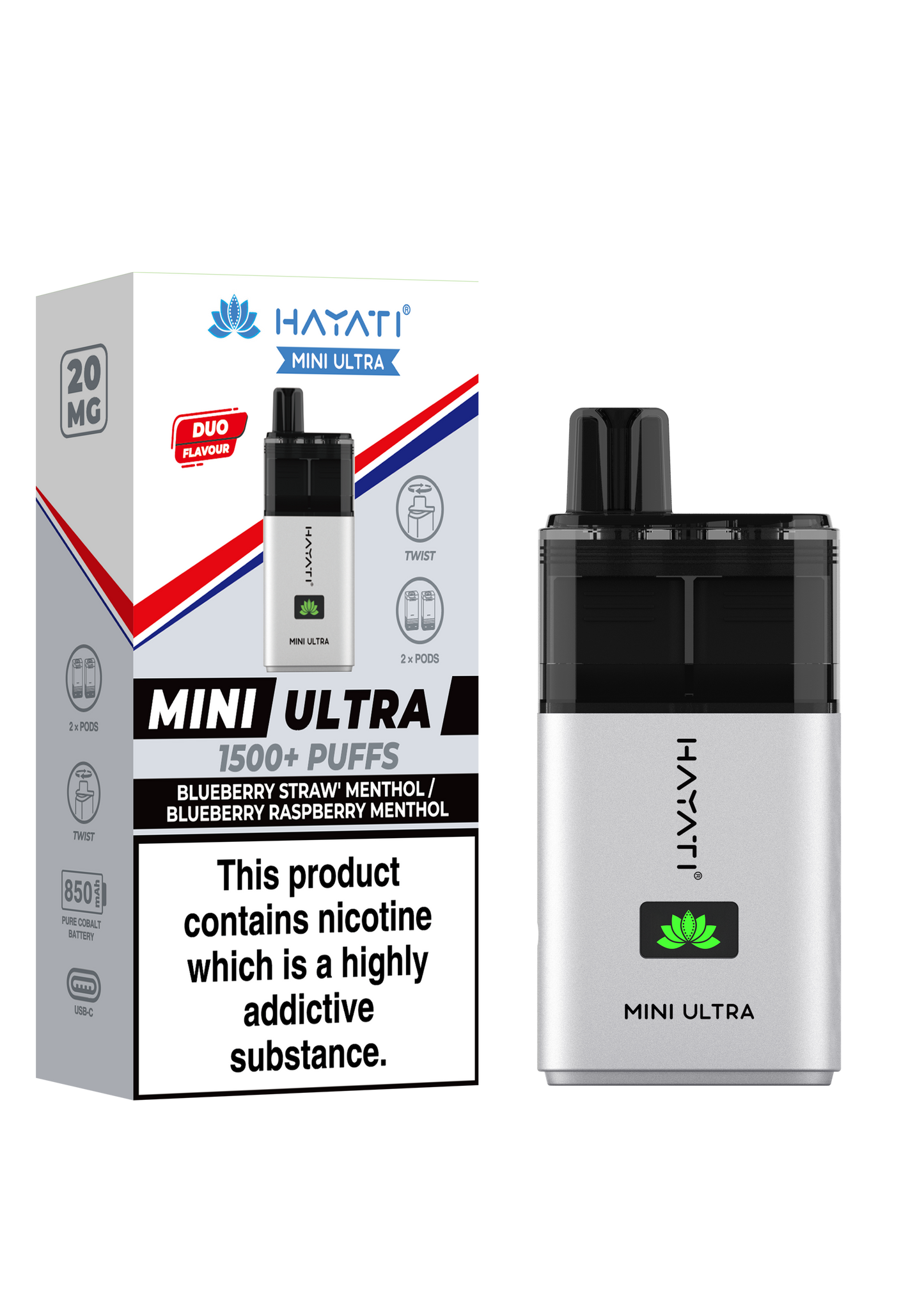 Blueberry Straw' Menthol / Blueberry Raspberry Menthol - MINI ULTRA