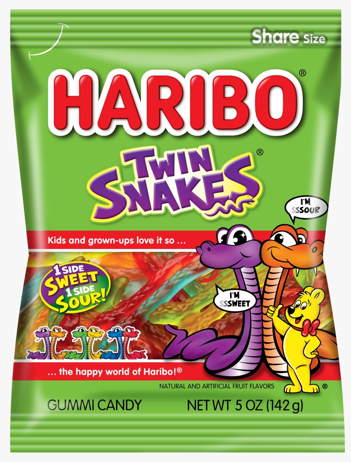 TWIN SNAKES AMERICAN HARIBO - 12 BAGS X 5 Oz