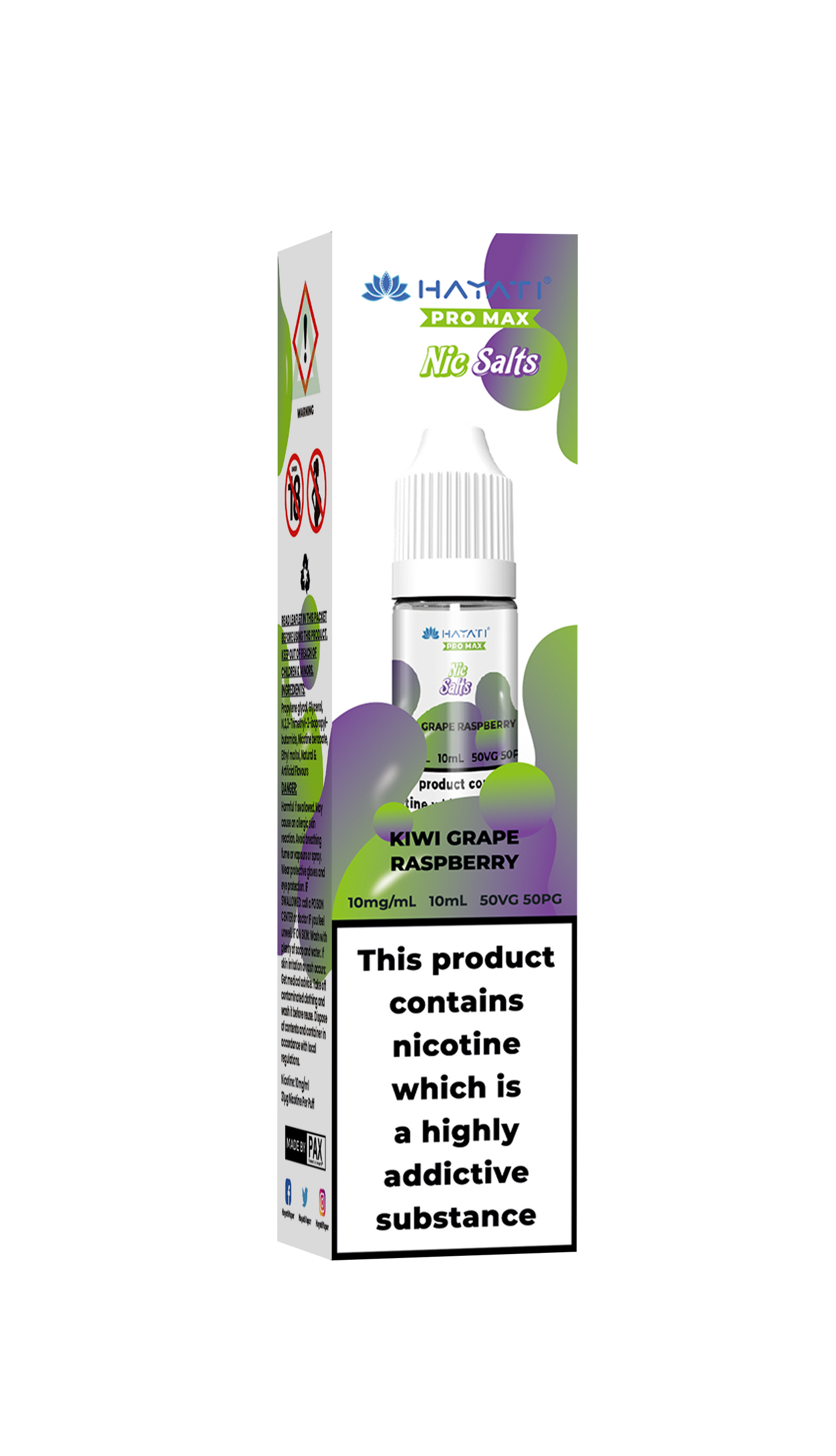 KIWI GRAPE RASPBERRY - HAYATI NIC SALTS 10 MG