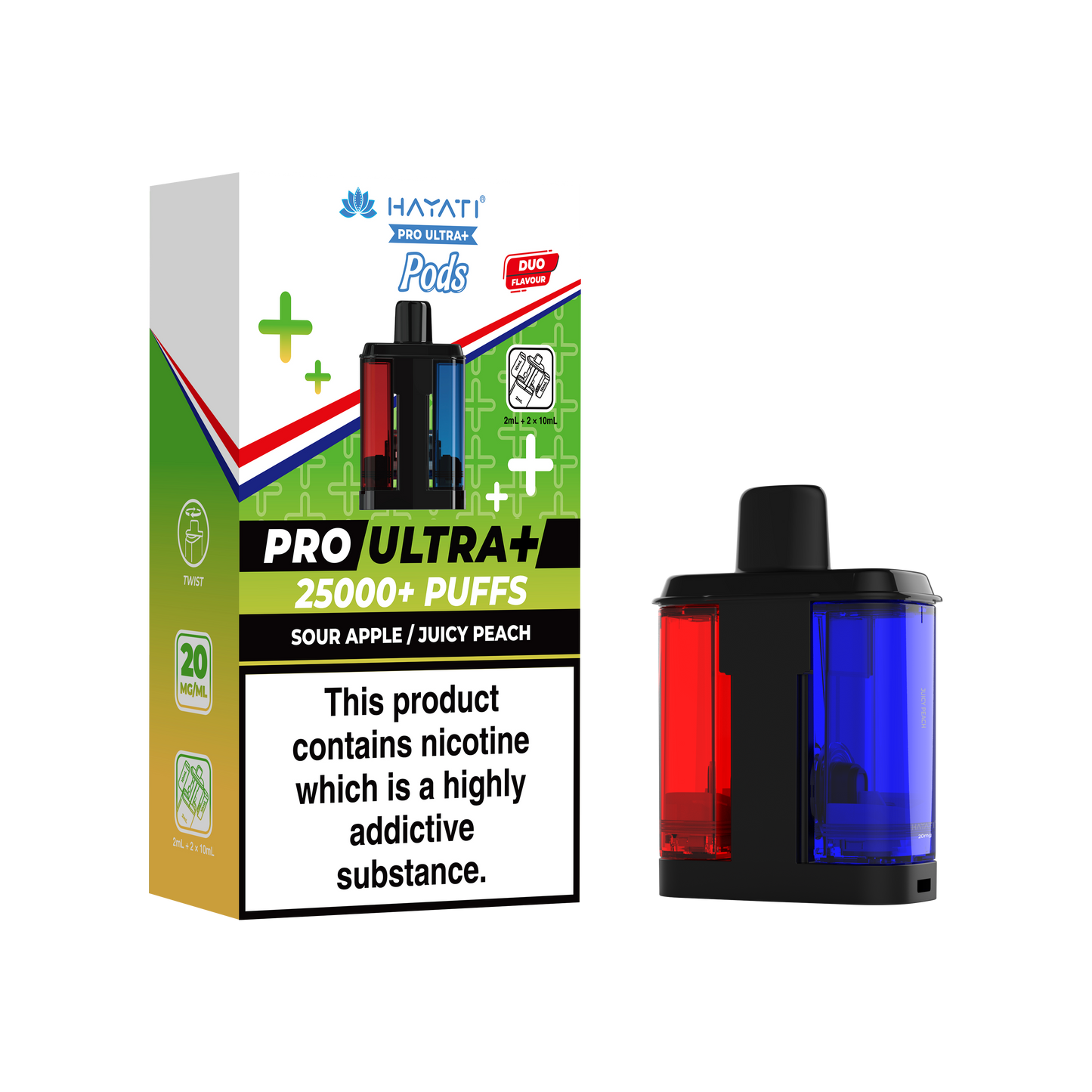 SOUR APPLE JUICY PEACH - HAYATI PRO ULTRA PODS 25K+