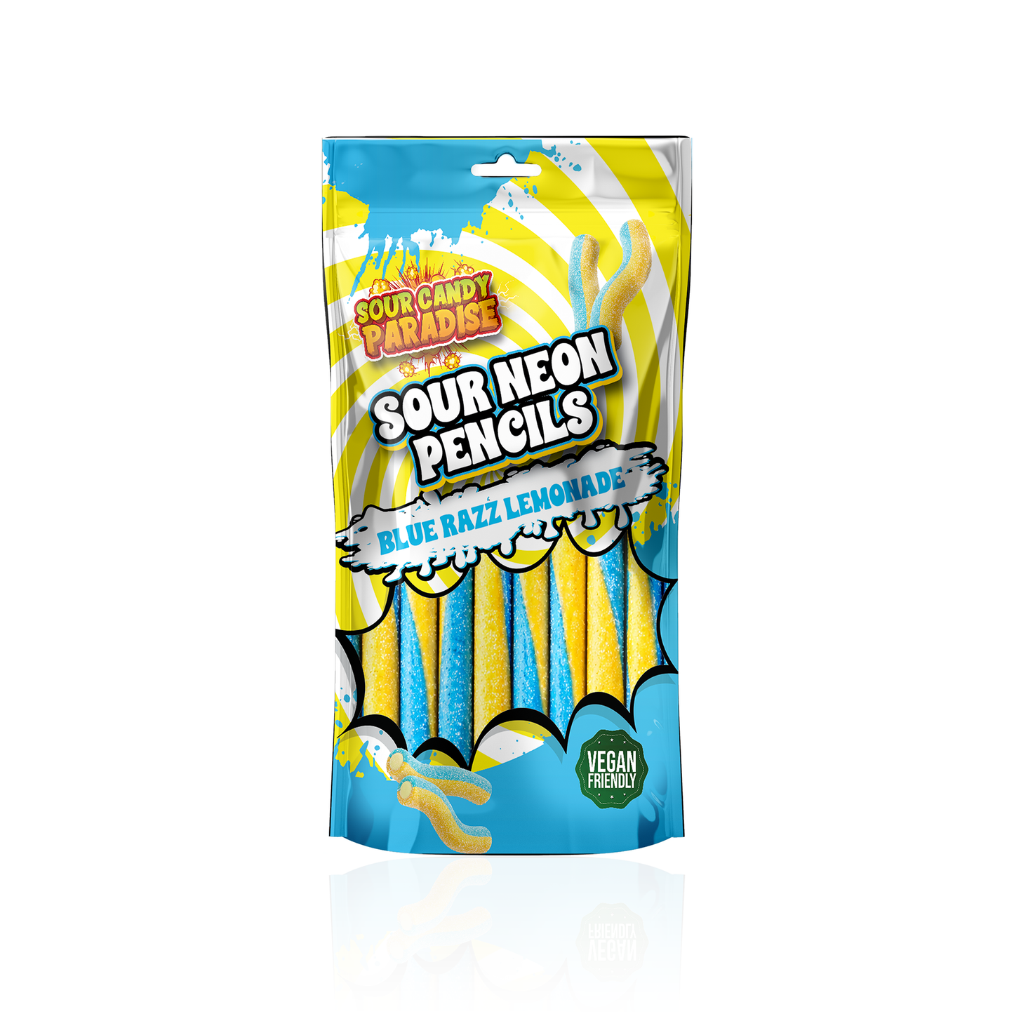 BLUE RAZZ LEMONADE SOUR NEON PENCILS - CANDY PARADISE (12 X 130g)