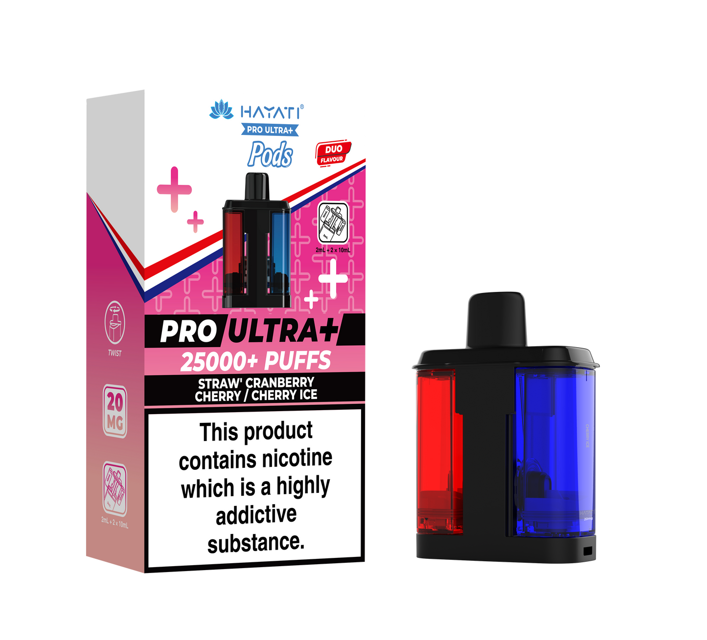 STRAW'CRANBERRY CHERRY/CHERRY ICE - HAYATI PRO ULTRA PODS 25K+
