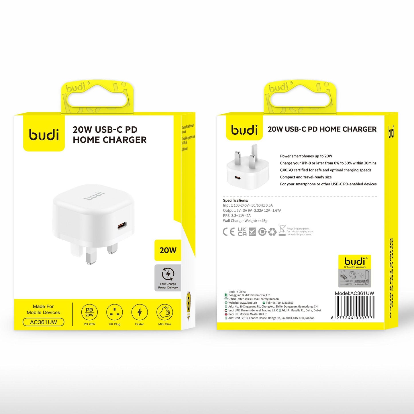 USB TYPE C 20W PLUG - BUDI