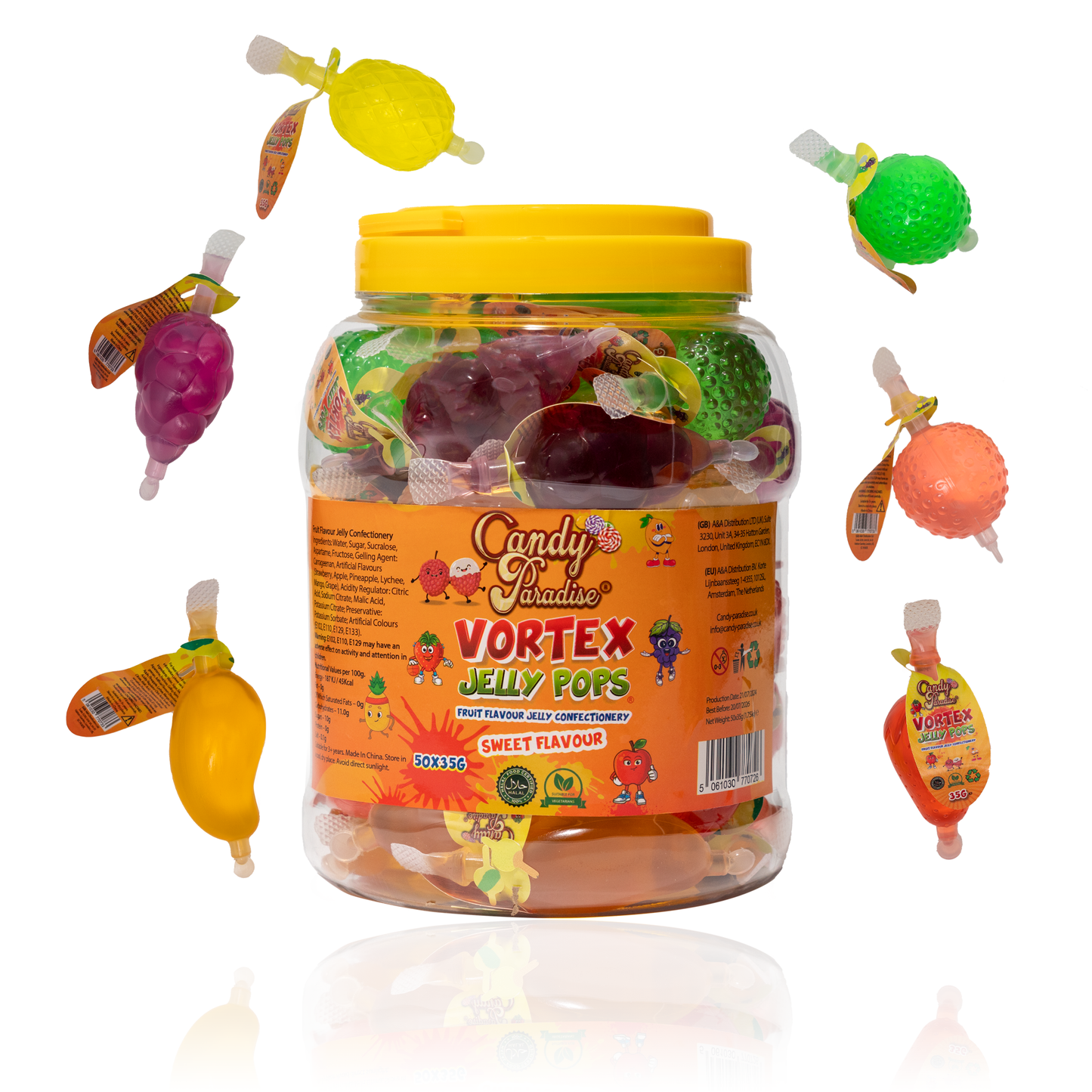 VORTEX JELLY POPS JAR (50x35g) (HALAL) - CANDY PARADISE