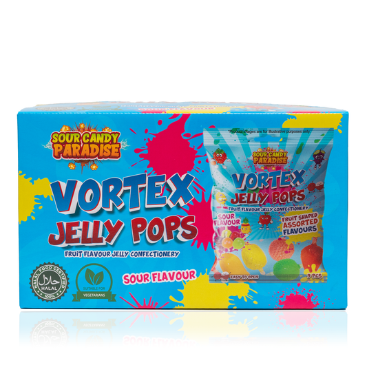 VORTEX JELLY POPS SOUR (12x315g) (HALAL) - CANDY PARADISE