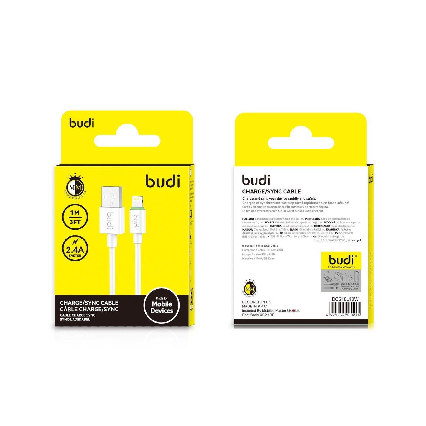 WHITE LIGHTNING CABLE (20 PACK) - BUDI CHARGING CABLE