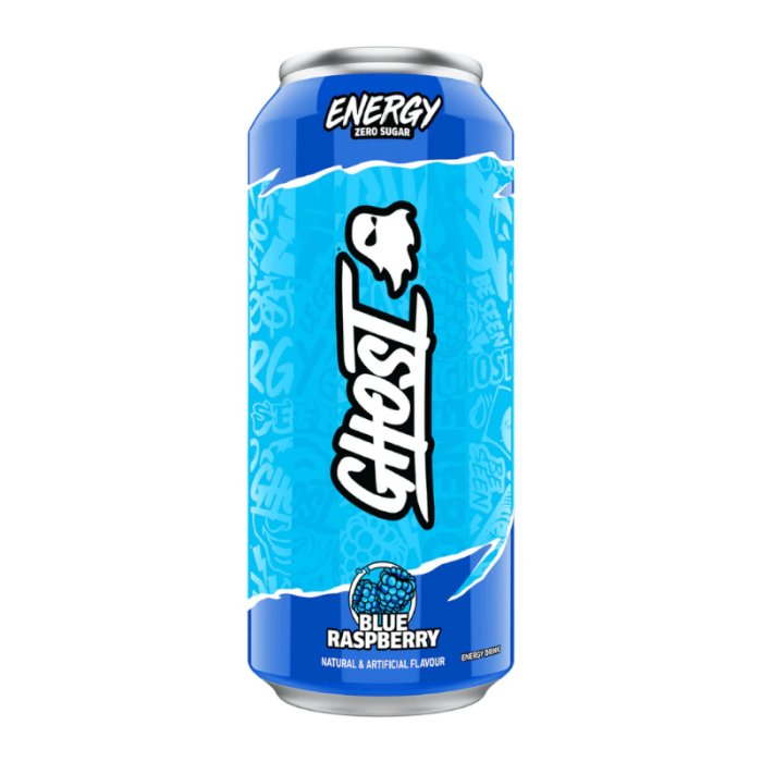 BLUE RASPBERRY ZERO SUGAR - GHOST ENERGY DRINK (500ML X 12)