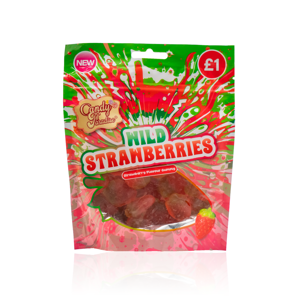 WILD STRAWBERRIES GUMMY PMP £1 (10x130g) (HALAL) - CANDY PARADISE