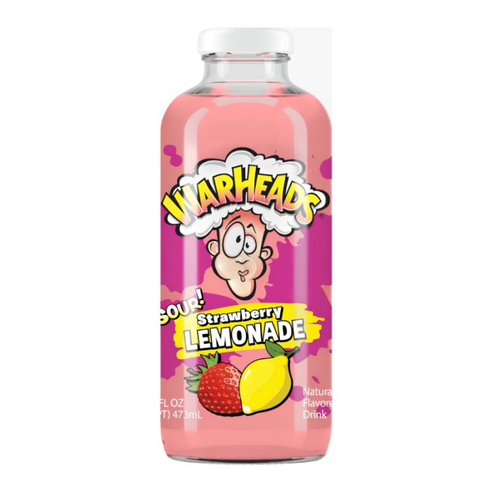 WARHEADS SOUR STRAWBERRY LEMONADE - 16oz (473ml)12 pack