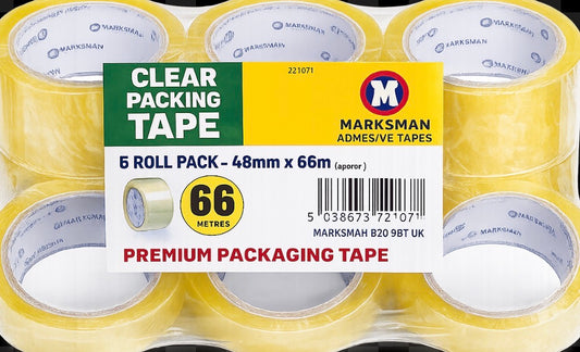 6 ROLLS CLEAR PACKING TAPE (48mmx66m)