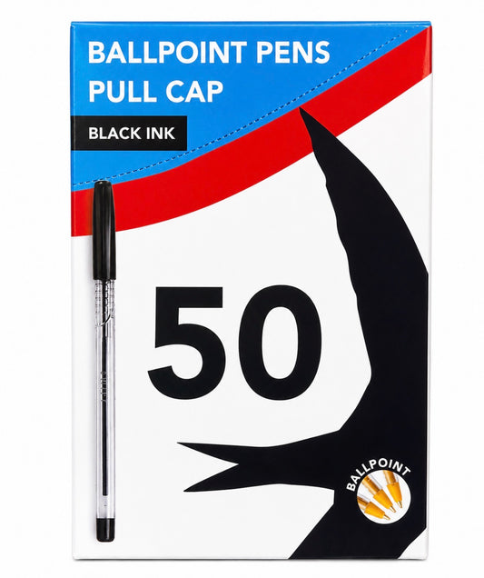 BLACK PENS PULL CAP (50pk)