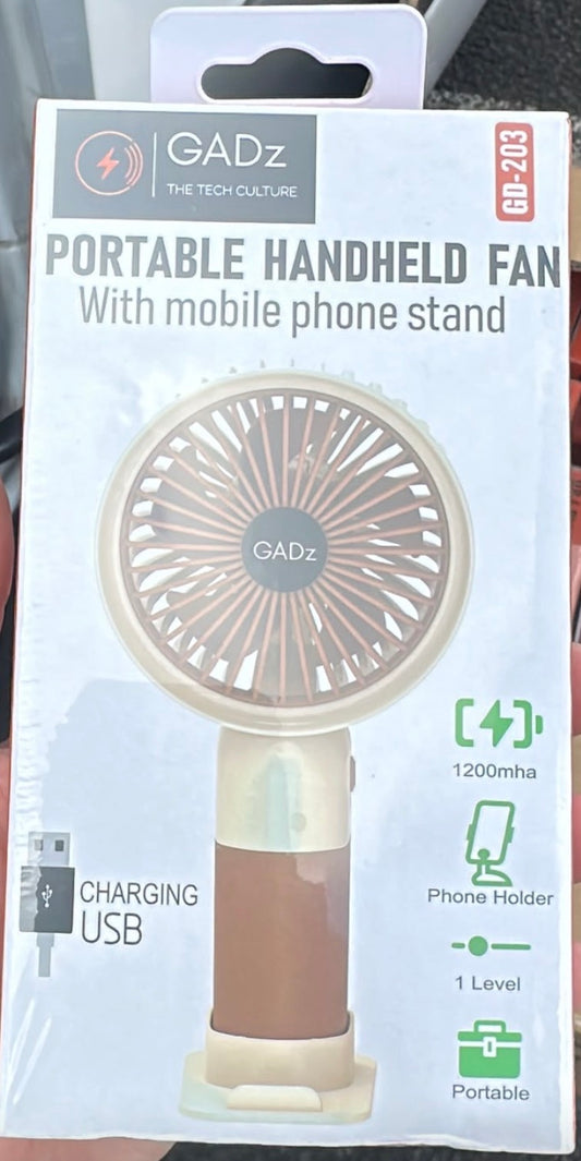 PORTABLE FAN WITH PHONE HOLDER STAND