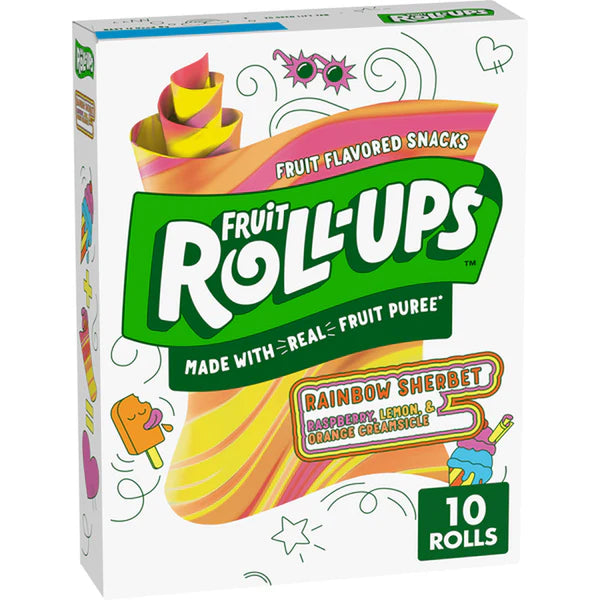 RAINBOW SHERBET - FRUIT ROLL UPS (10PK)