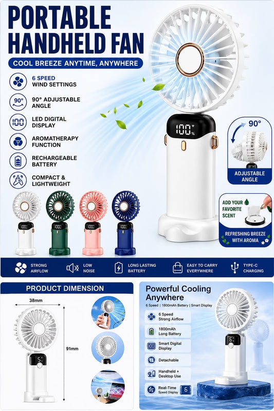 PORTABLE FAN WITH PHONE HOLDER MIXED COLOURS