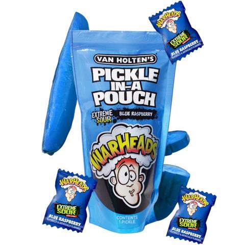 WARHEADS BLUE RASPBERRY - PICKLE IN A POUCH VAN HOLTENS (12PK)