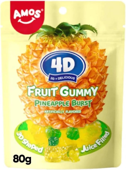PINEAPPLE BURST - AMOS 4D GUMMIES CANDY 80gs BAG