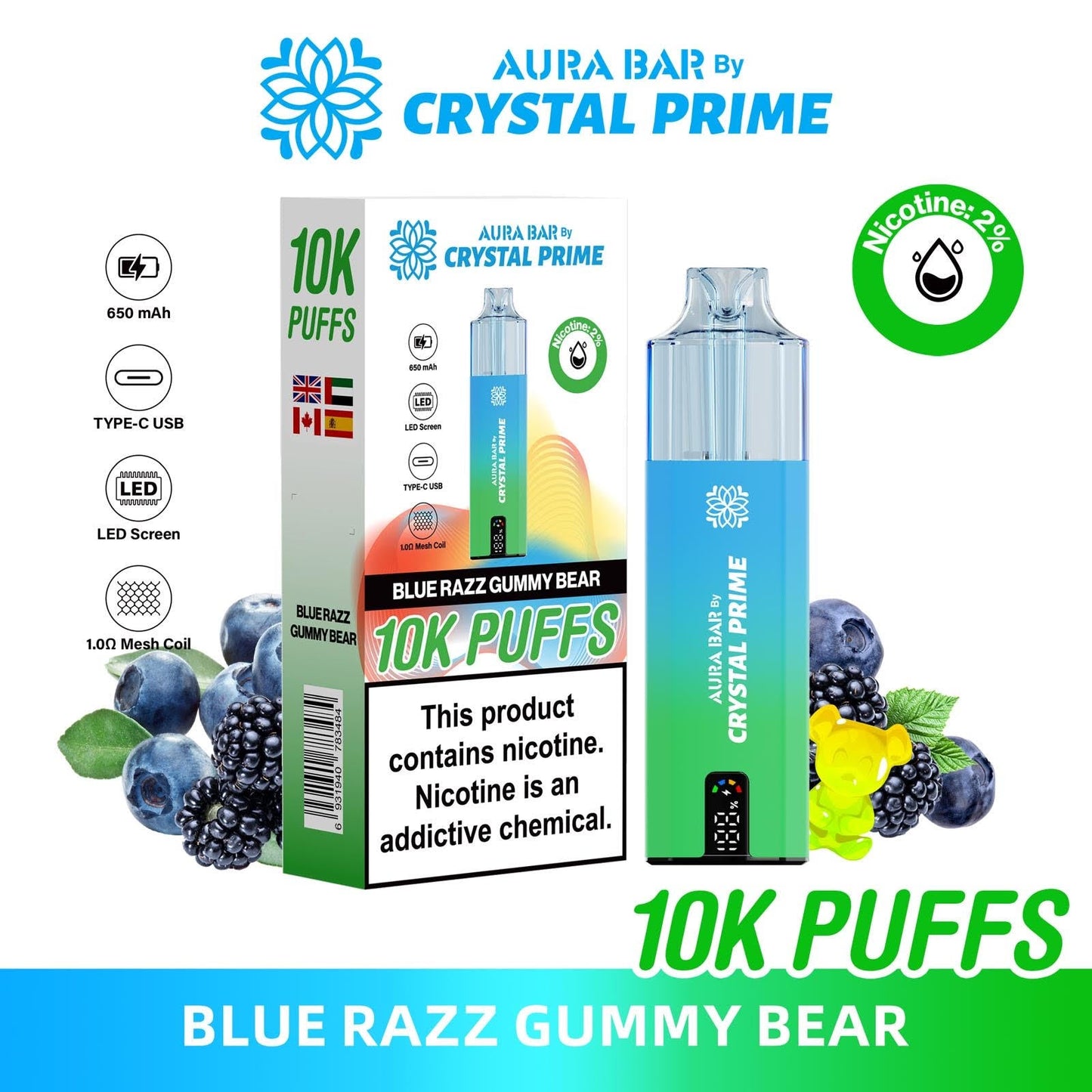 BLUE RAZZ GUMMY BEAR  - CRYSTAL PRIME 10K