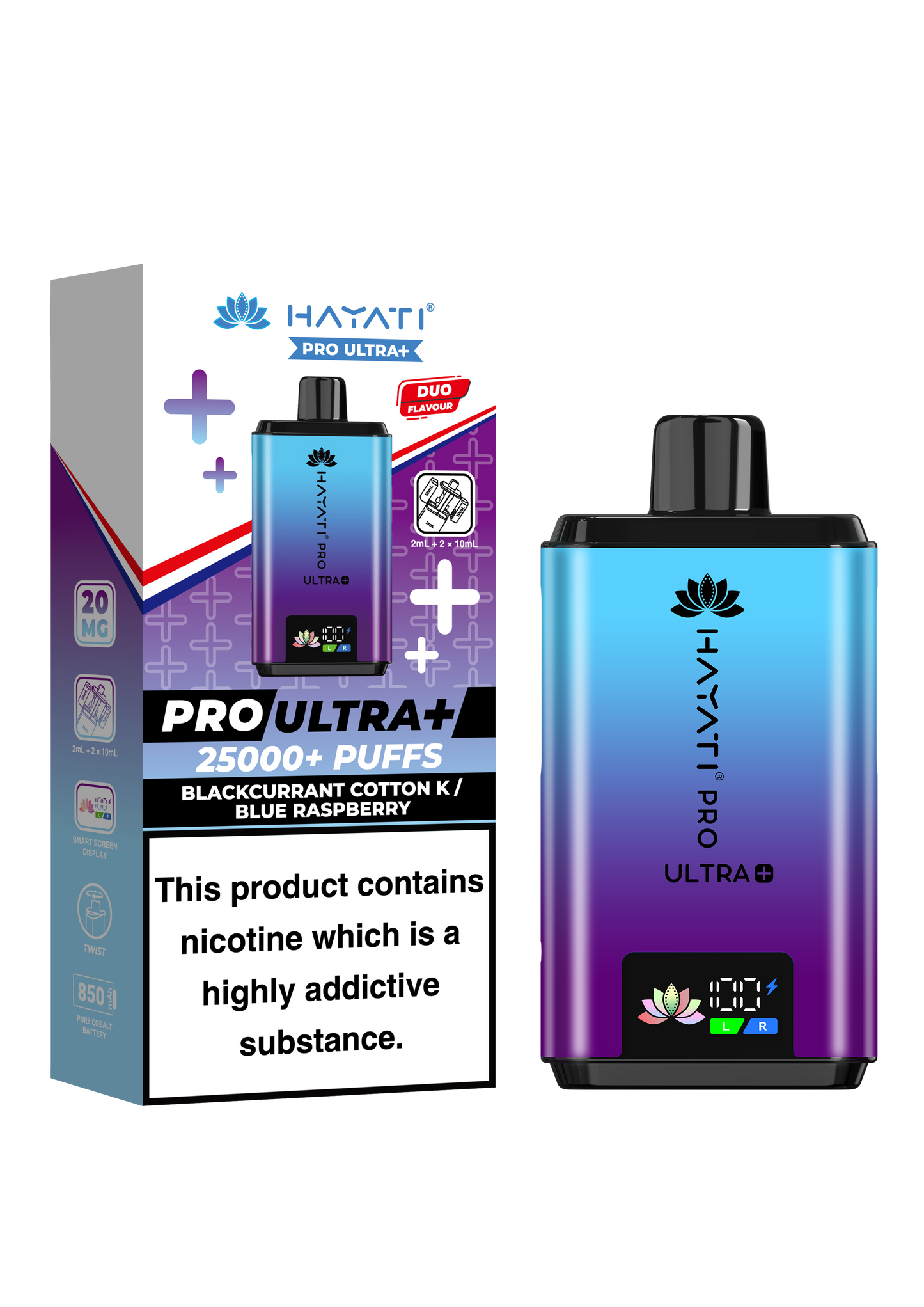 BLACKCURRANT COTTON K/BLUE RASPBERRY - HAYATI PRO ULTRA 25K