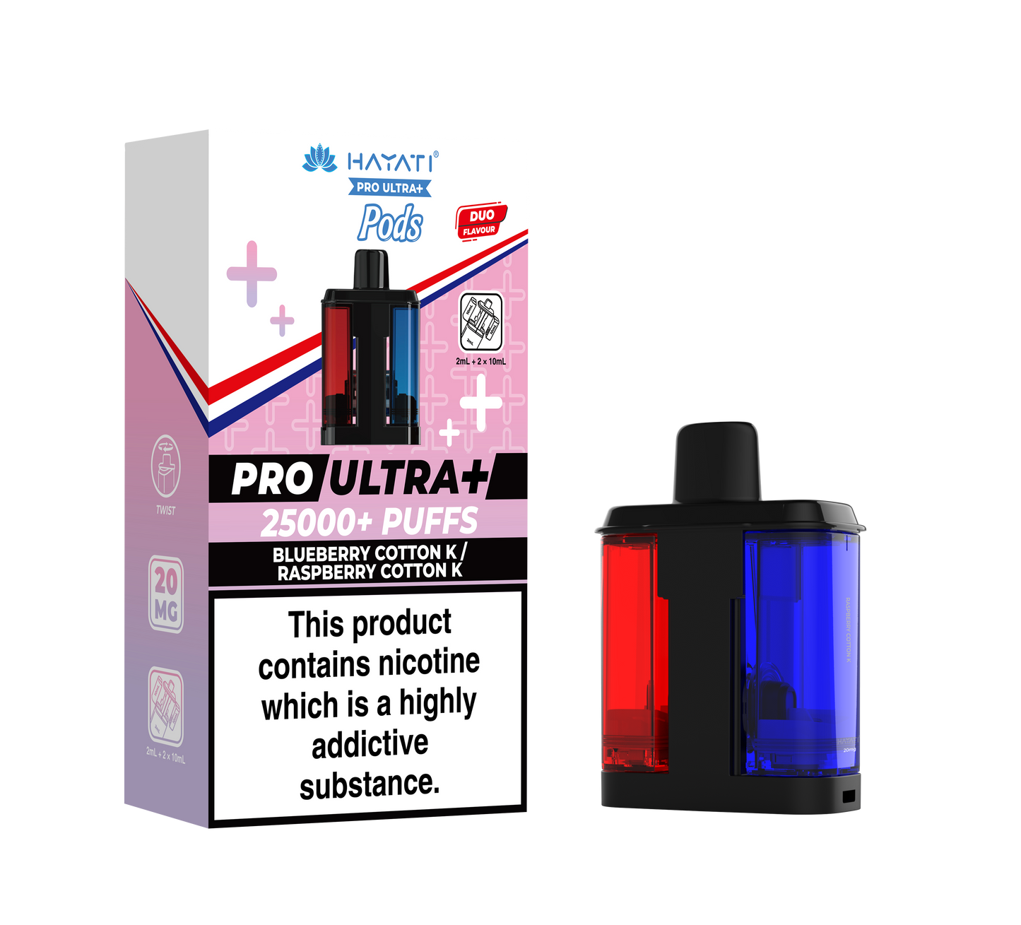 BLUEBERRY COTTON K/RASPBERRY COTTON K - HAYATI PRO ULTRA PODS 25K+