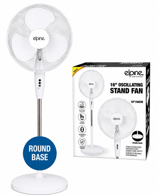 16 INCH STAND FAN ROUND BASE (WHITE)