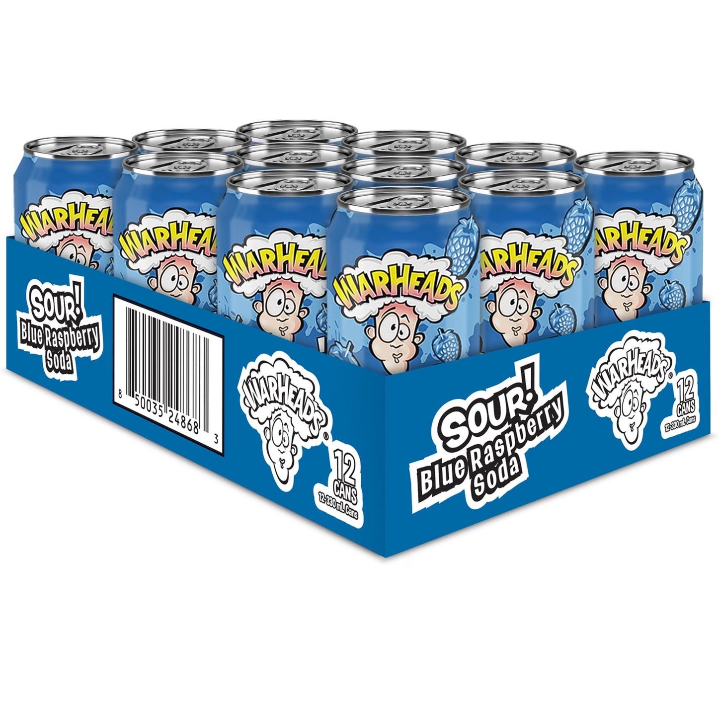 WARHEADS SOUR BLUE RASPBERRY SODA (12 X 330ml)