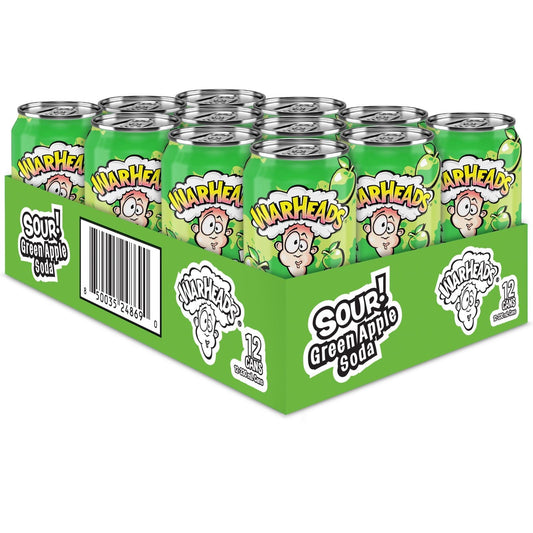 WARHEADS SOUR GREEN APPLE SODA (12 X 330ml)