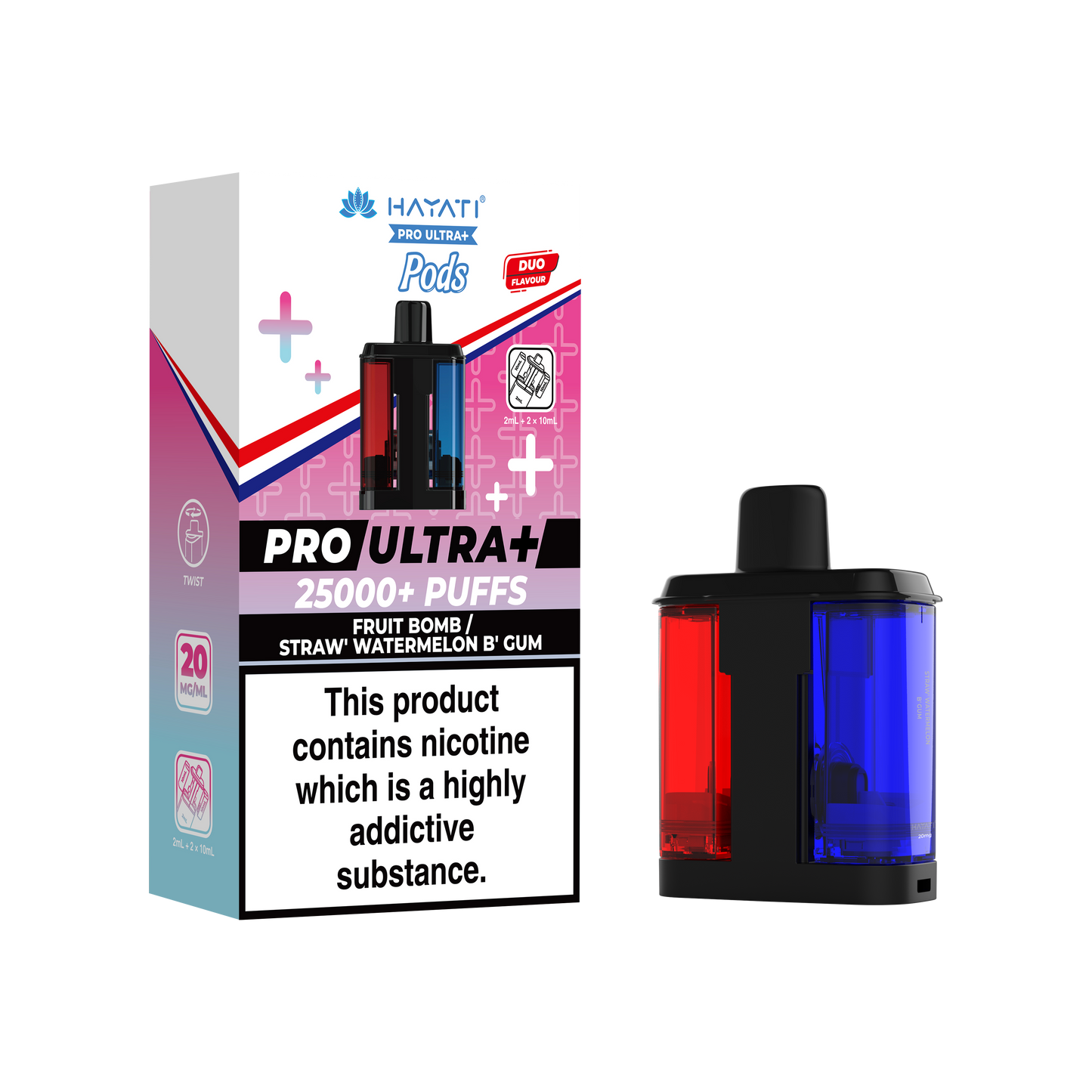 FRUIT BOMB STRAW WATERMELON BGUM  - HAYATI PRO ULTRA PODS 25K+