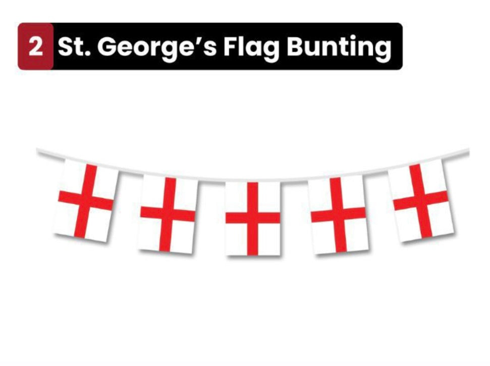 ST GEORGE FLAG BUNTING 4M/11 FLAGS (24PCS)