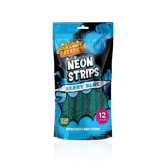 BERRY BLUE SOUR NEON STRIPS - CANDY PARADISE (12 X 130g)