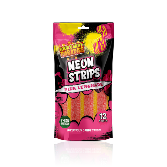 PINK LEMONADE SOUR NEON STRIPS - CANDY PARADISE (12 X 130g)