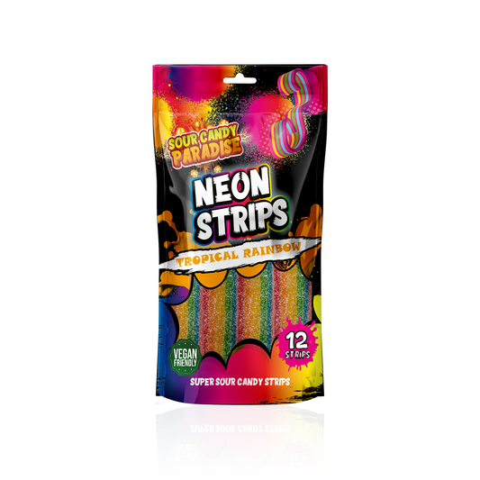 TROPICAL RAINBOW SOUR NEON STRIPS - CANDY PARADISE (12 X 130g)