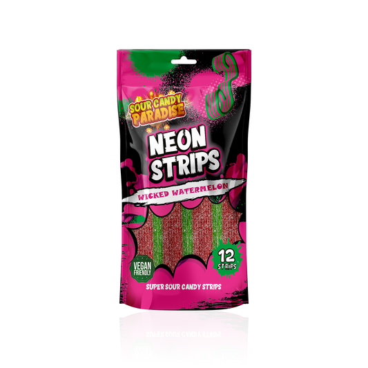 WICKED WATERMELON SOUR NEON STRIPS - CANDY PARADISE (12 X 130g)