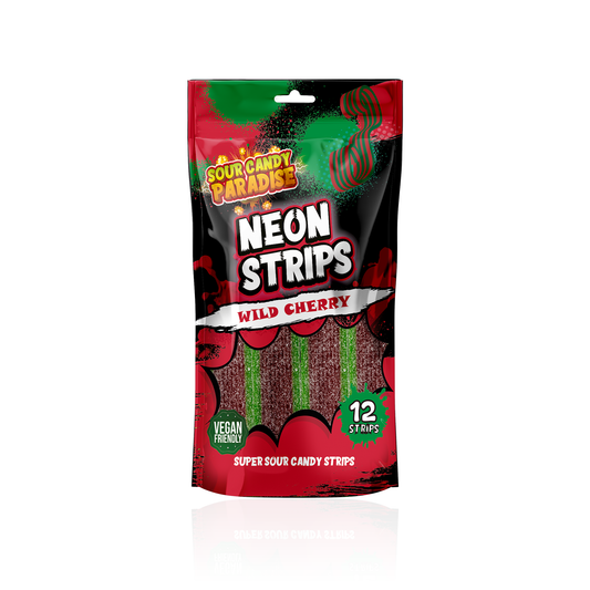WILD CHERRY SOUR NEON STRIPS - CANDY PARADISE (12 X 130g)