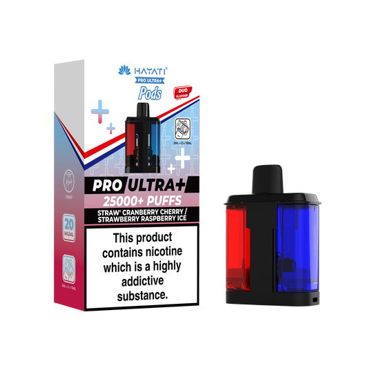 STRAW' CRANBERRY CHERRY/ STRAWBERRY RASPBERRY ICE - HAYATI PRO ULTRA PODS 25K+