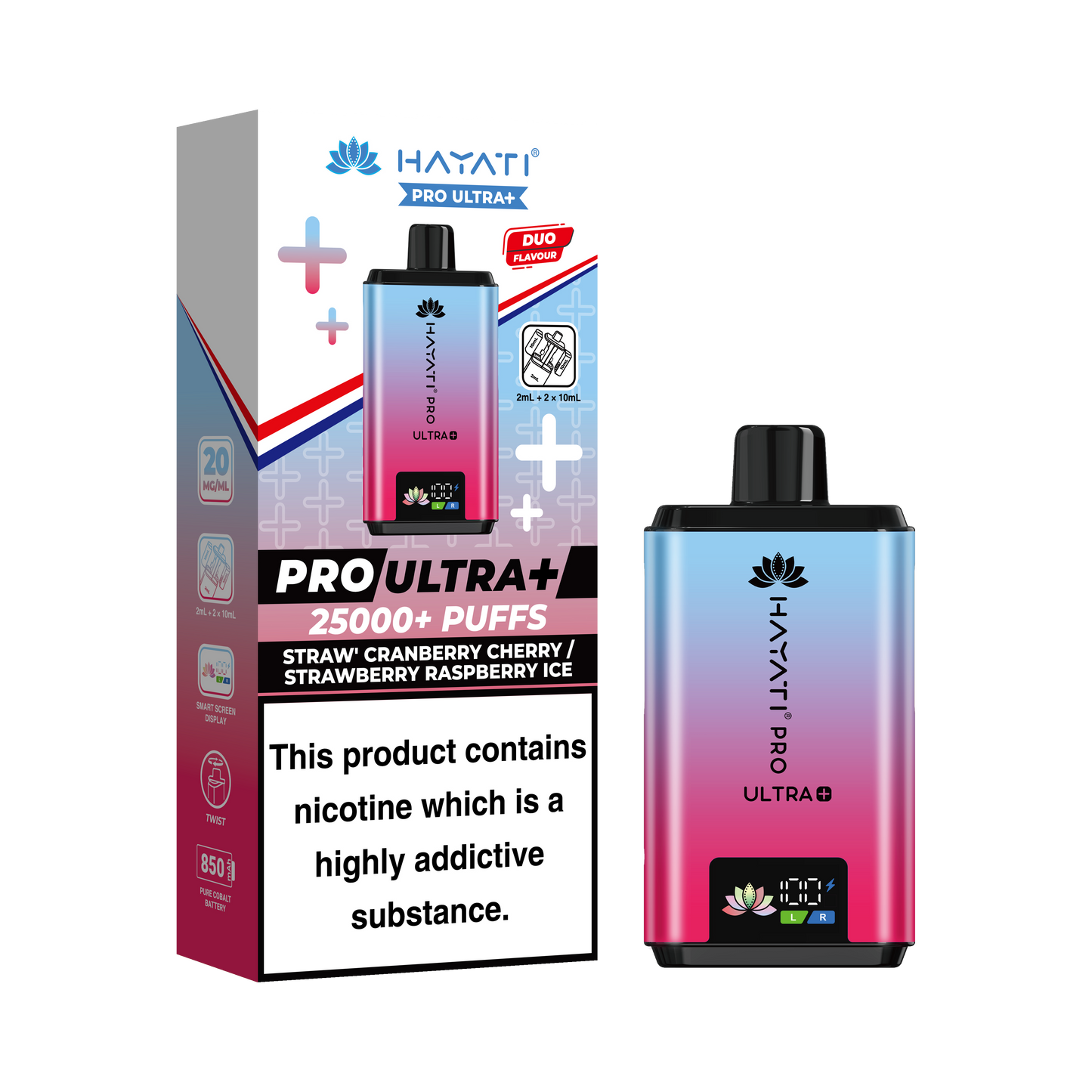 STRAW' CRANBERRY CHERRY/ STRAWBERRY RASPBERRY ICE - HAYATI PRO ULTRA 25K