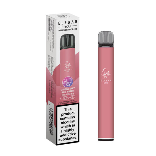 STRAWBERRY RASPBERRY CHERRY ICE - ELF BAR 600 PREFILLED POD KIT