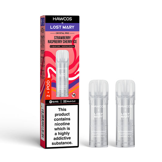 STRAWBERRY RASPBERRY CHERRY ICE - HAWCOS LOSTMARY 600 PODS