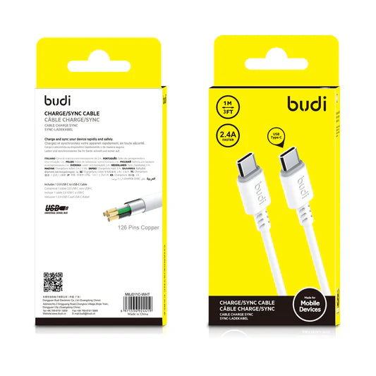 USB TYPE C TO USB TYPE C - BUDI CHARGING CABLE (PACK OF 20)
