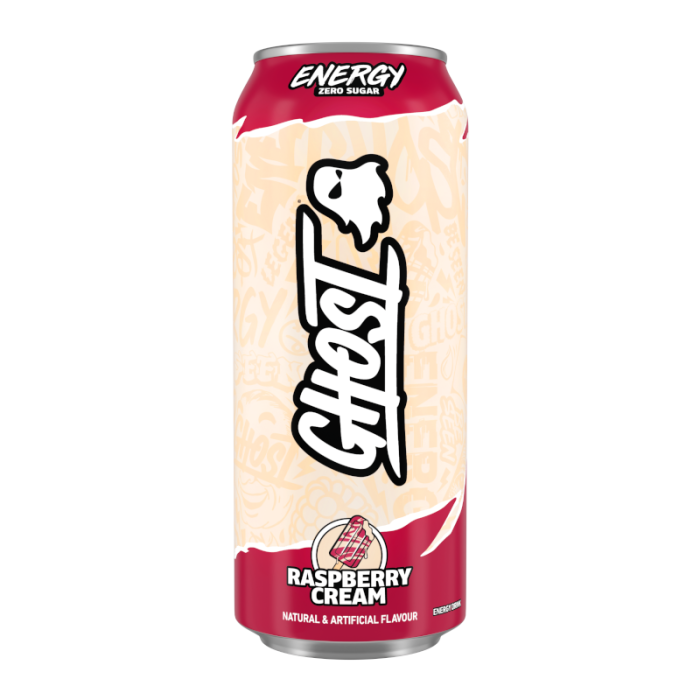 RASPBERRY CREAM ZERO SUGAR - GHOST ENERGY DRINK (500ML X 12)