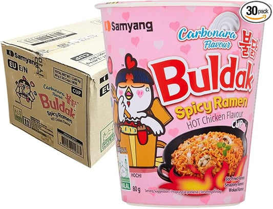 PINK CARBONARA BULDAK NOODLES CUPS (80GX30pcs)
