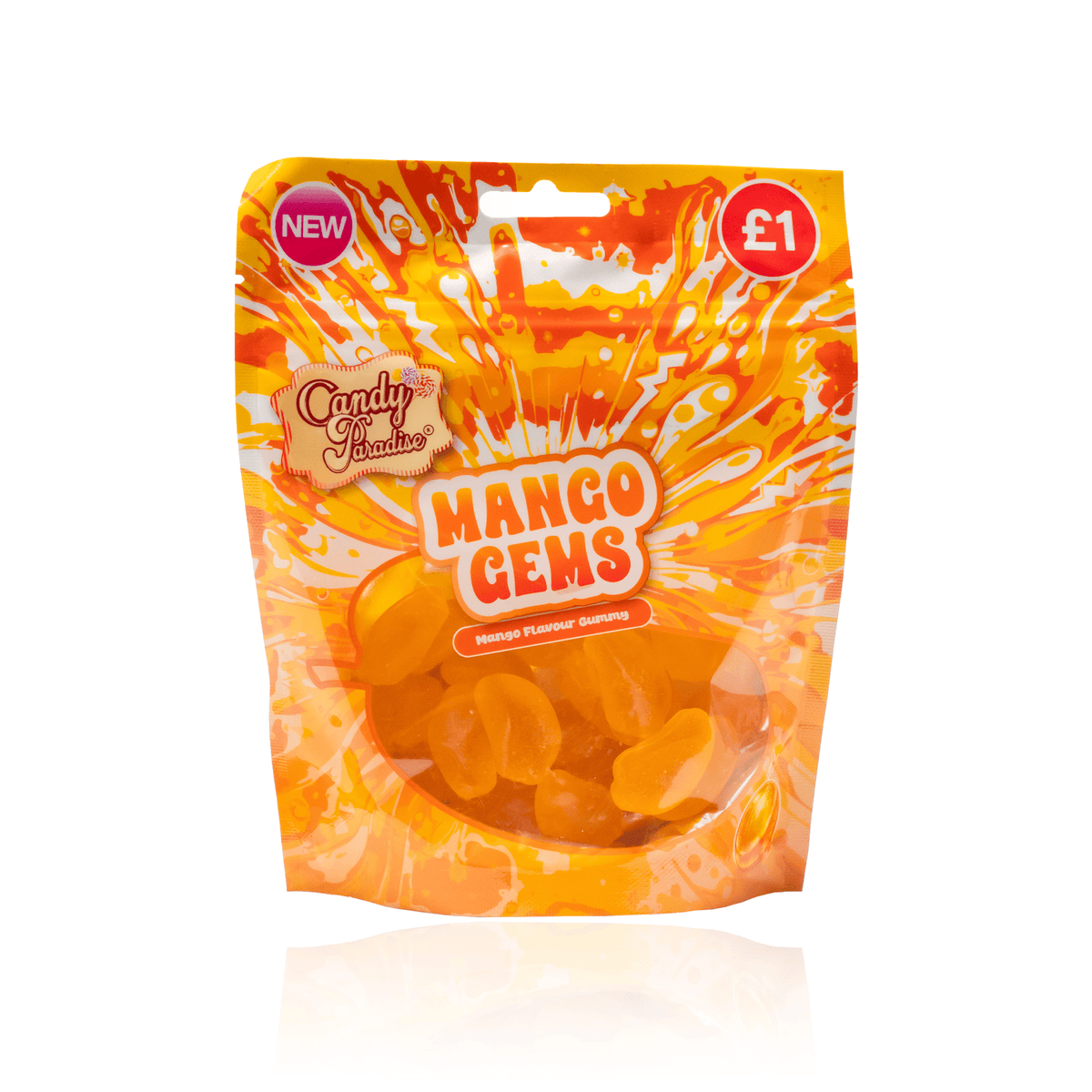MANGO GEMS GUMMY PMP £1 (10x130g) (HALAL) - CANDY PARADISE