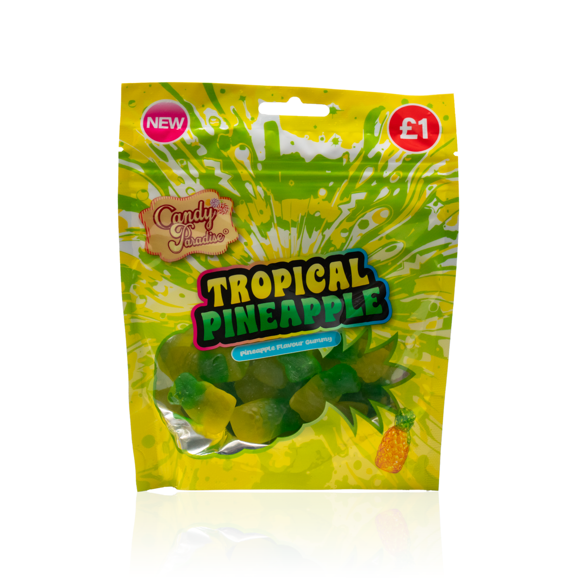 TROPICAL PINEAPPLE GUMMY PMP £1 (10x130g) (HALAL) - CANDY PARADISE